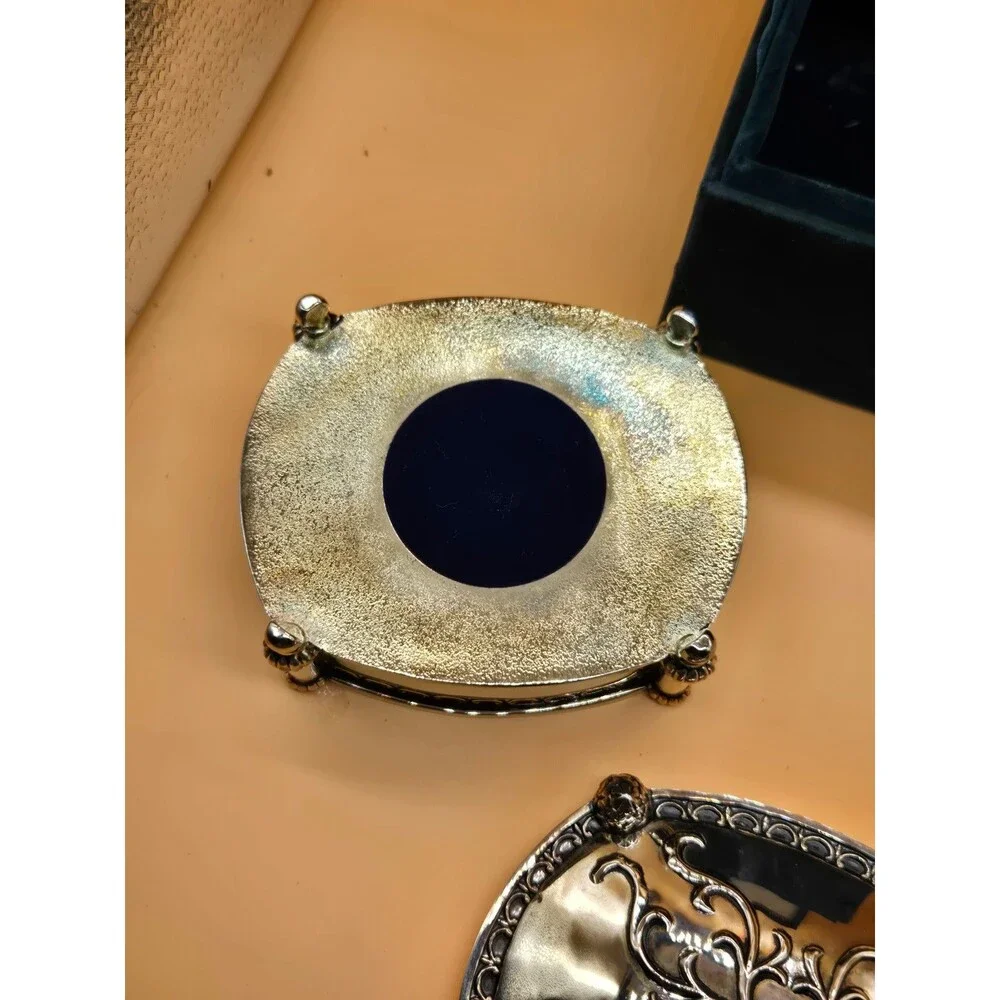 Vtg. Neiman Marcus Silverplate Lidded /Felted Jewelry Box (MT-1)